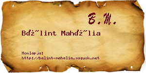 Bálint Mahália névjegykártya
